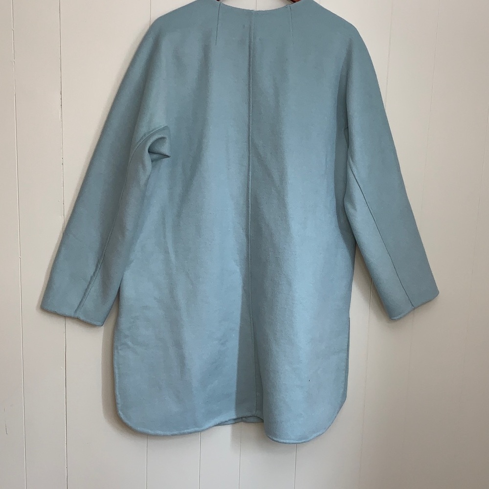 J. Jill Light Aqua Very Soft Wool Jacket Size Large Hidden Snap Closure - Picture 6 of 9